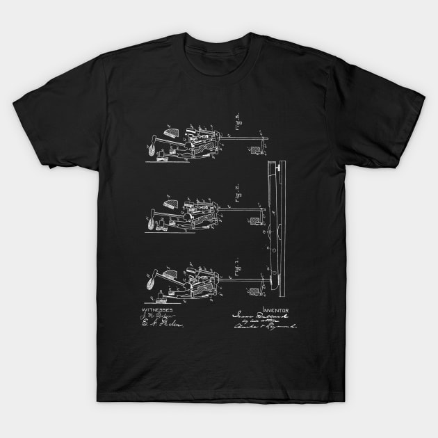 Piano Action Vintage Patent Hand Drawing T-Shirt by TheYoungDesigns